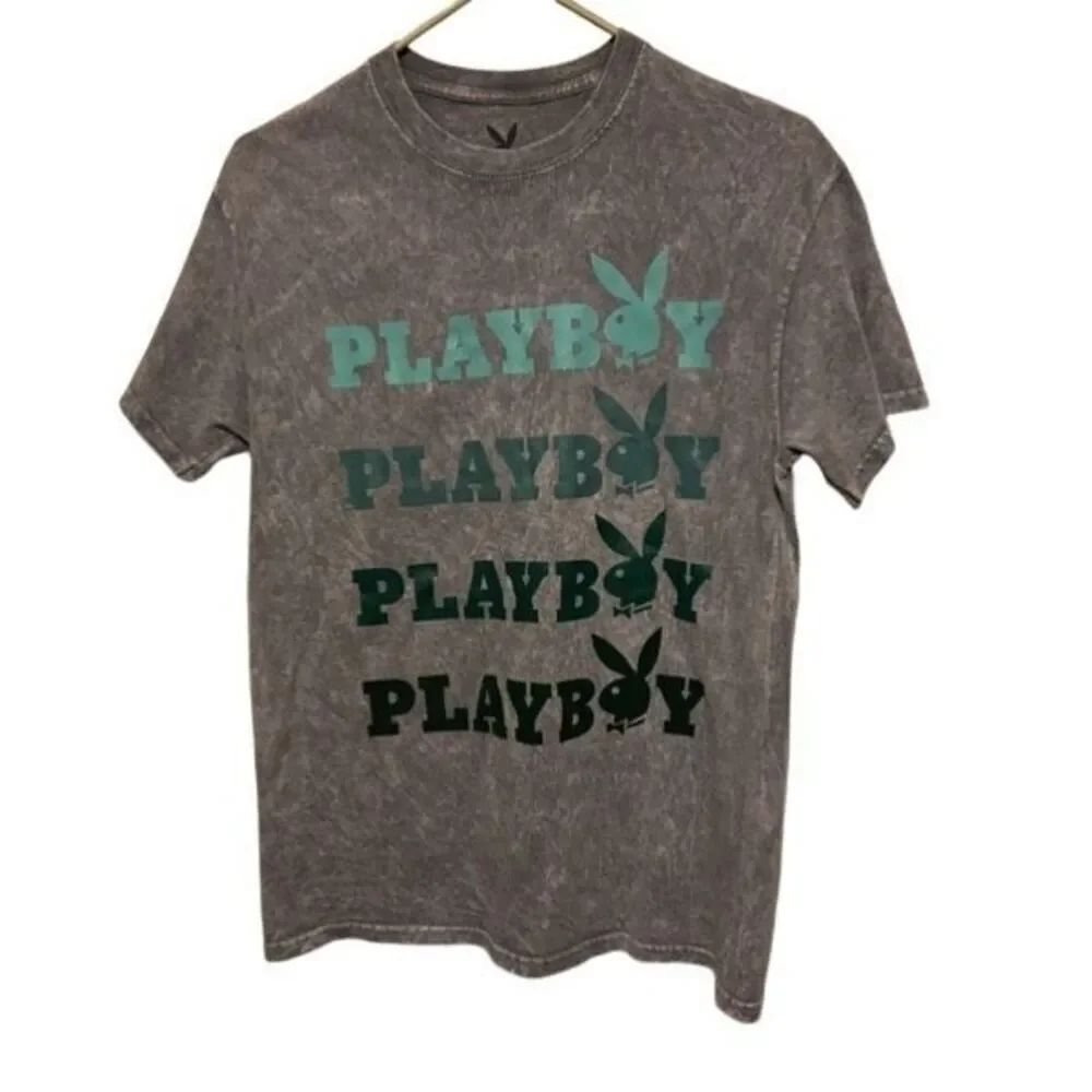 Playboy Size Medium Gray Tie-Dye T-Shirt